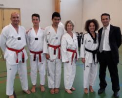 Olivier, Clément, Mathys et Isabelle (1er Dan) et Marie (2ème Dan)